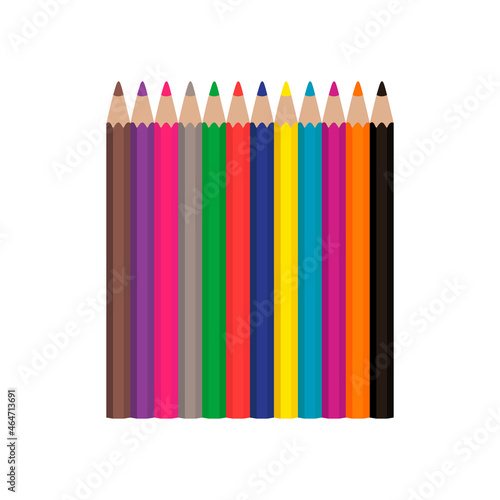 Set of vector colored pencils on white background
