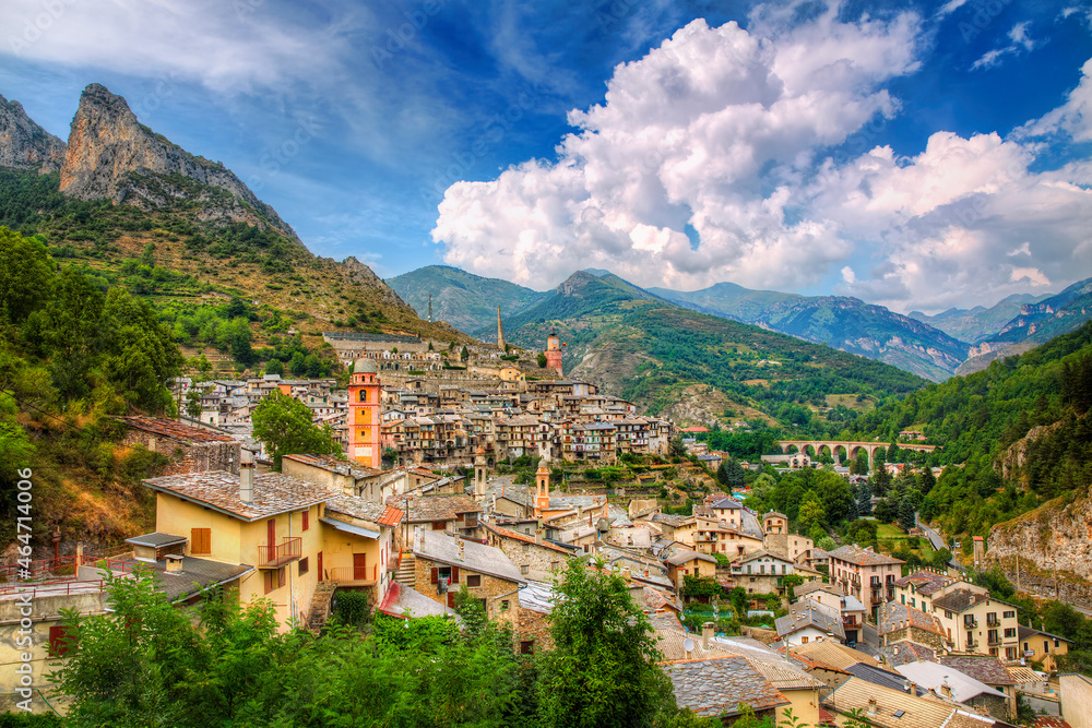 View of the City of Tende and Its Surroundings, Alpes-Maritimes, Provence, France