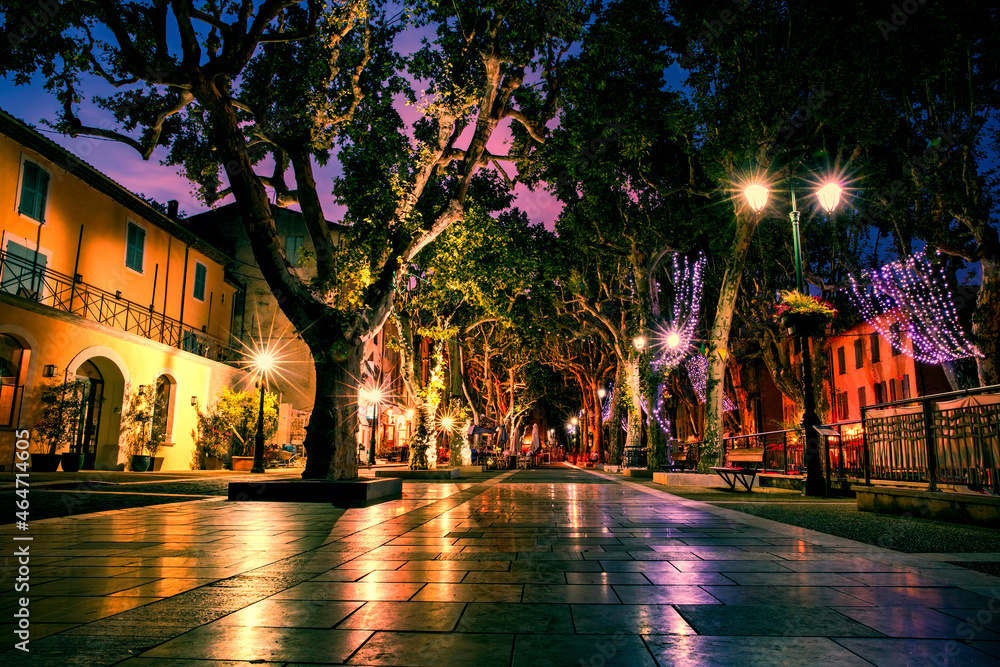Evening Atmosphere by Cours Gambetta in the Village of Contignac, Provence, France