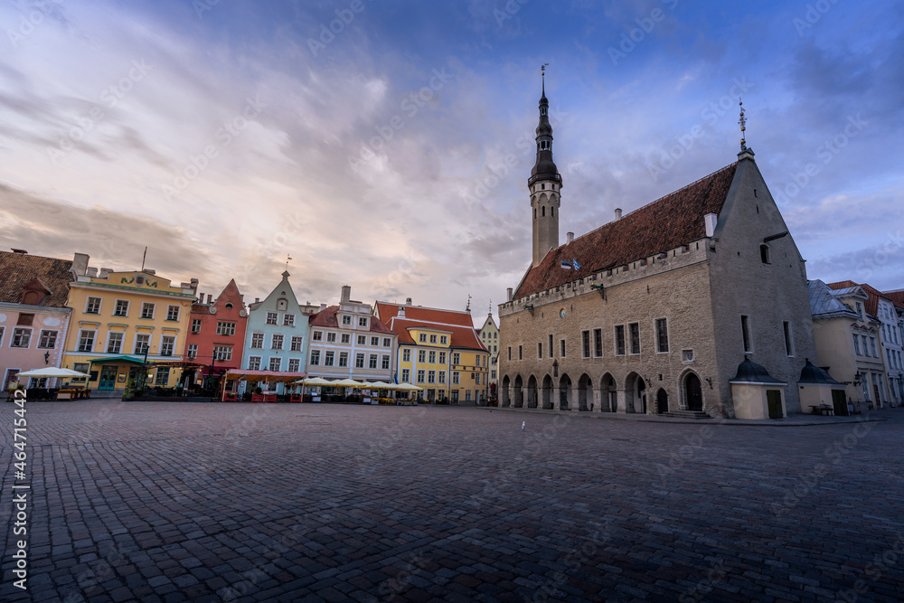 Tallinn Town Hall Square at sunset - Tallinn, Estonia