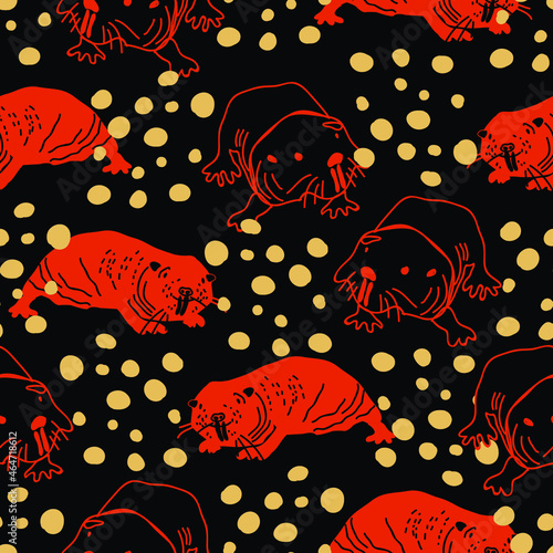 seamless pattern with naked mole rat