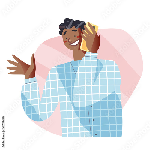 Mobile phone call happy conversation, teen student using smartphone to talk with friend