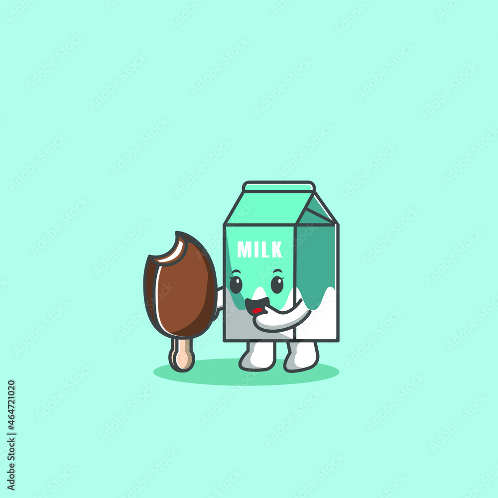 milk hugging ice cream illustration