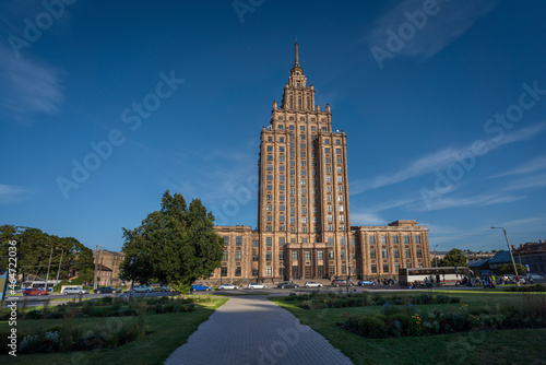 Latvian Academy of Sciences - stalinist architecture building in Riga - Riga, Latvia