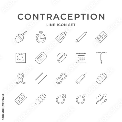 Set line icons of contraception