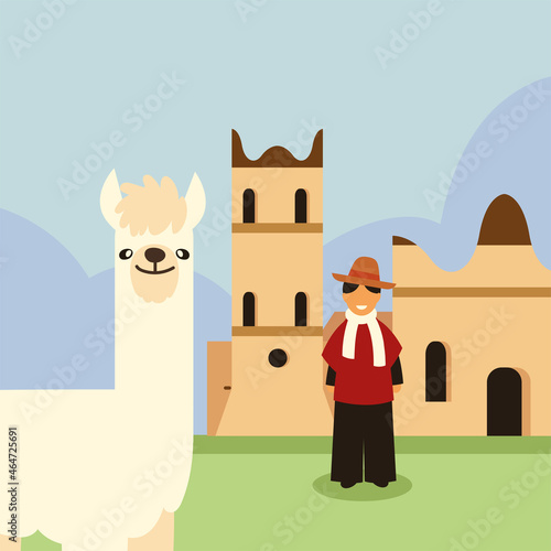 bolivian man and llama