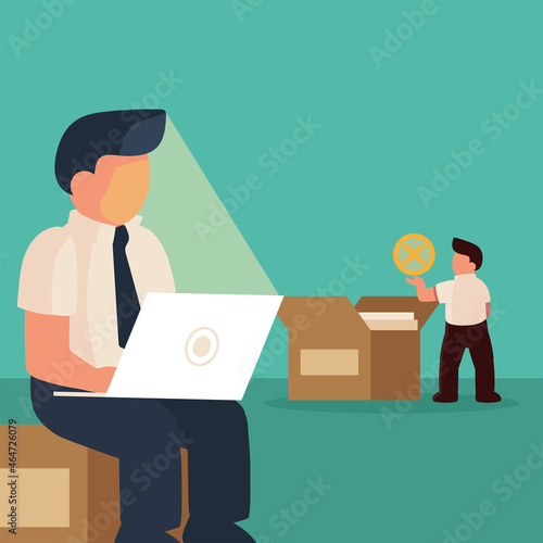 employees working with laptop