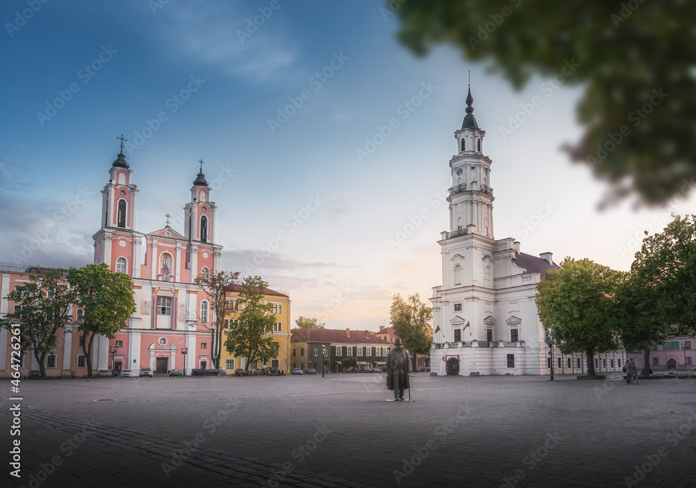 Old Town Hall and St. Francis Xavier Church at Kaunas Town Hall Square - Kaunas, Lithuania