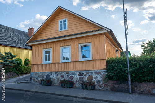 Typical Karaite Triple Windowed house - Trakai, Lithuania photo