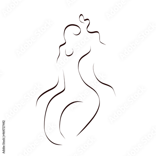 silhouette of a girl line art design illustration 