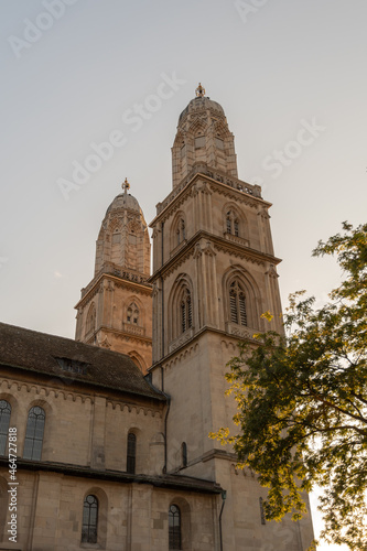 Zurich, Switzerland, September 4, 2021 Muenster church in the city center