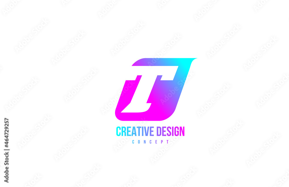 Obraz premium pink T alphabet letter logo icon. Design for company and business