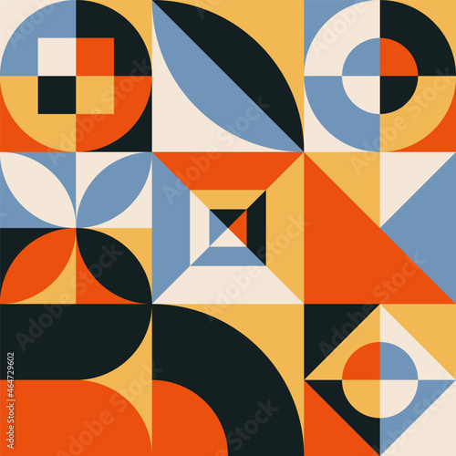 Retro Bauhaus Seamless Background. Vector Illustration of Geometrical Pattern.