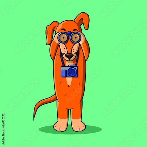 Cute ginger dog with binoculars