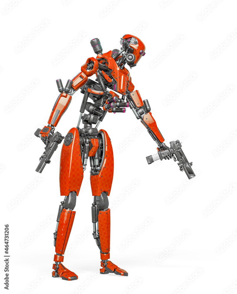 droid soldier is shooting down in action and holding a pistol droid soldier is shooting down in action and holding a pistol