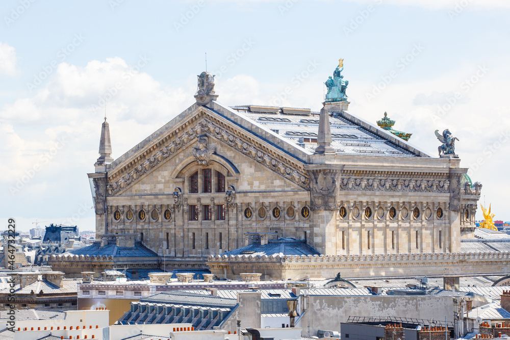 The Opera Garnier of Paris and city roofs, France