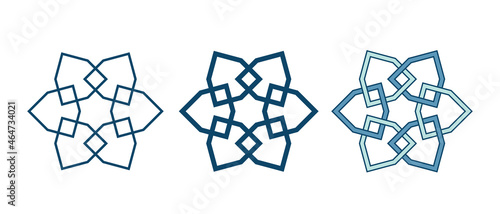 Set of Islamic traditional rosettes for greetings cards decoration and design isolated on white backgrounds. Vector illustration.