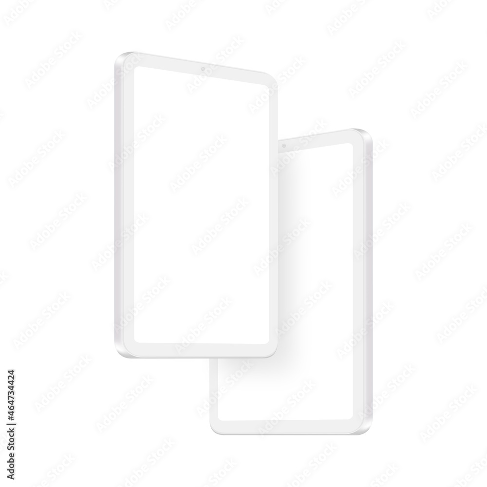 Modern Clay Tablet Computers Mockups with Blank Screens, Side Perspective View. Vector Illustration Modern Clay Tablet Computers Mockups with Blank Screens, Side Perspective View. Vector Illustration