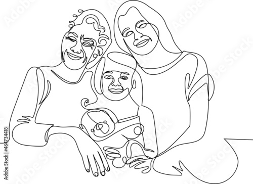 happy family portrait mothers or international womans day holiday celebrations concept elderly. Vector illustration