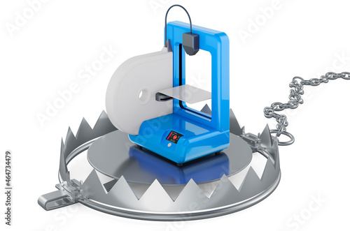 Bear Trap with 3D printer, 3D rendering