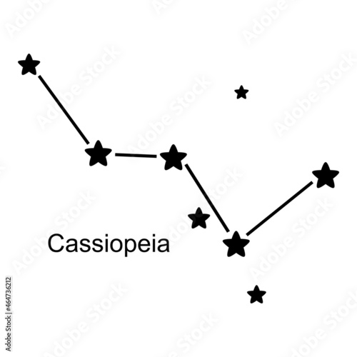 Constellation Cassiopeia on white background, vector illustration