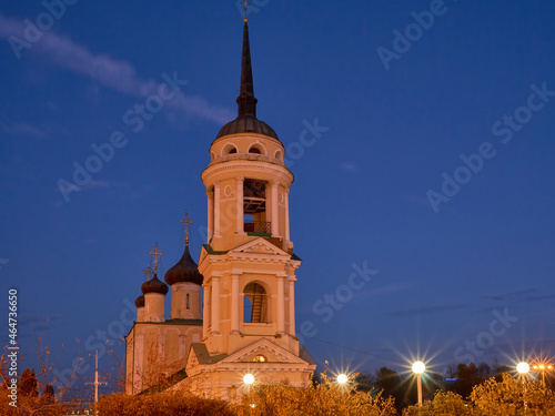 Assumption Church on the Admiralteyskaya Square in Voronezh in the autumn night photo