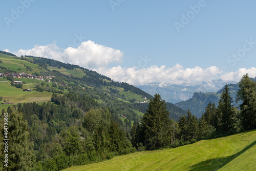 Graubuenden, Switzerland, August 21, 2021 Alpine scenery on a sunny day © Robert