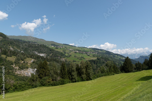 Graubuenden  Switzerland  August 21  2021 Alpine scenery on a sunny day