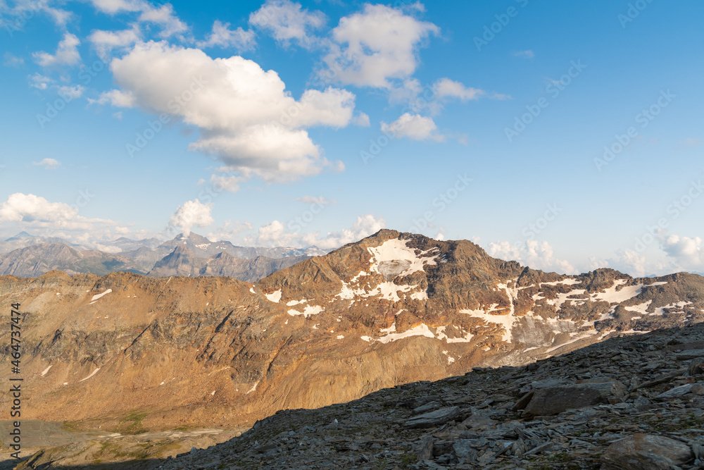 Vals, Switzerland, August 21, 2021 Incredible view over the alps on a sunny day Vals, Switzerland, August 21, 2021 Incredible view over the alps on a sunny day