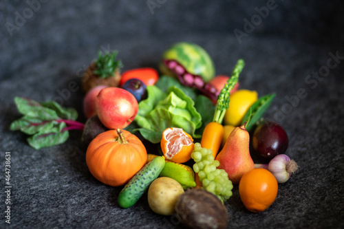 Mini mix of vegetables and fruits close-up