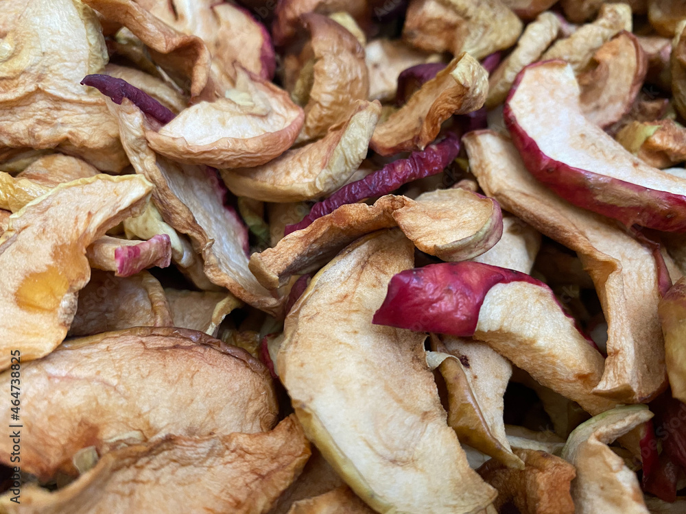 Background of dried apples in close-up. Texture of dried apples Background of dried apples in close-up. Texture of dried apples