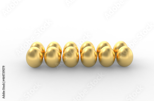 Gold Easter Eggs Isolated on White Background. - 3d illustration, 3d rendering 