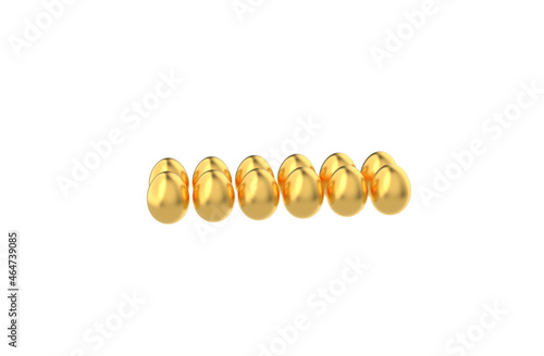 Gold Easter Eggs Isolated on White Background - 3d illustration, 3d rendering 
