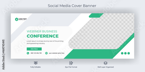 Online marketing webinar business conference facebook cover banner template social media post	