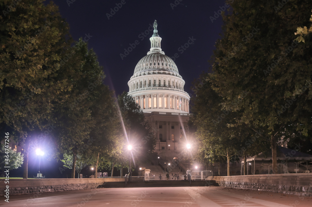 The United States Capitol, the meeting place of the United States Congress, located on Capitol Hill at the eastern end of the National Mall in Washington, D.C.