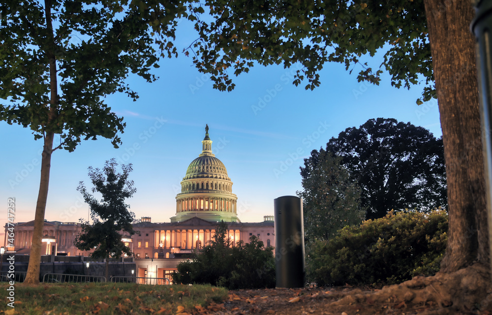 The United States Capitol, the meeting place of the United States Congress, located on Capitol Hill at the eastern end of the National Mall in Washington, D.C.