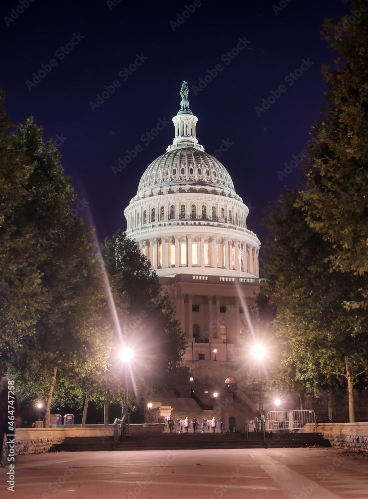 The United States Capitol, the meeting place of the United States Congress, located on Capitol Hill at the eastern end of the National Mall in Washington, D.C.