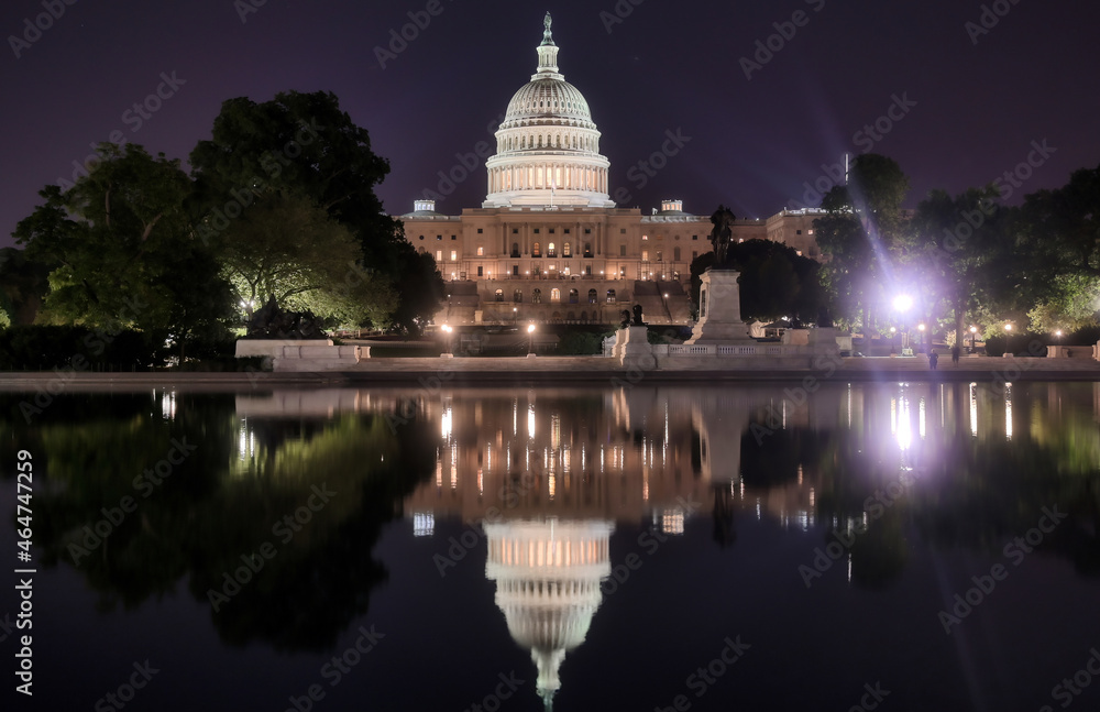 The United States Capitol, the meeting place of the United States Congress, located on Capitol Hill at the eastern end of the National Mall in Washington, D.C.