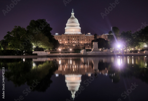 The United States Capitol, the meeting place of the United States Congress, located on Capitol Hill at the eastern end of the National Mall in Washington, D.C.