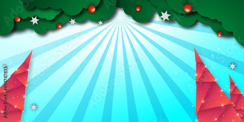 Christmas background with christmas balls and decoration. Merry Christmas greeting cards. Trendy Winter Holidays art templates.