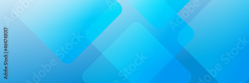 Blue abstract vector business long banner template. Business minimal background with geometric square frame