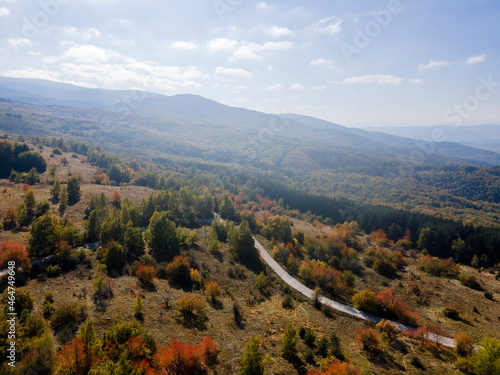 Aerial Autumn view of Vitosha Mountain  Bulgaria