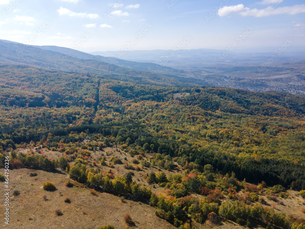 Fototapeta premium Aerial Autumn view of Vitosha Mountain, Bulgaria