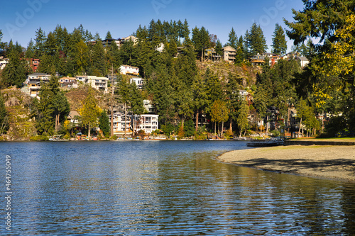 Long lake, Nanaimo, Vancouver Island, British Colombia, Bc Canada takes autumn colors in October 2021