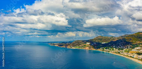 beautiful seascape with extraordinary natural colors of the sea, mountains and clouds in Alanya, Turkey