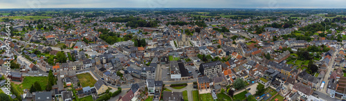 Aerial view around the city Lede in Belgium on a cloudy afternoon in summer

