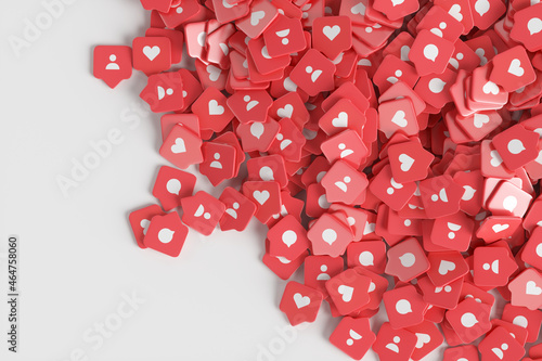 Wallpaper Mural Large group of red like icons on a white background. 3d render illustration Torontodigital.ca
