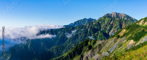 A panoramic view of Mount Goryu and Mount Kashimayari.