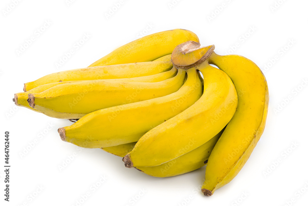 Bunch of kind bananas with A perfect banana and a fresh yellow on a white background. banana is diet and healthy fruit.