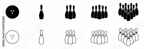 pin bowling icon set, pin bowling vectorv set